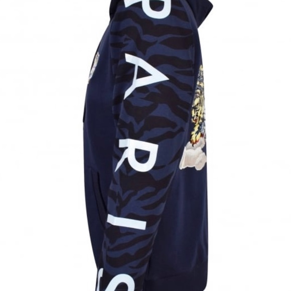 Kenzo Paris Vintage Navy Pullover Logo Hoodie Sweatshirt Embroidered Tigers XL - Picture 6 of 16